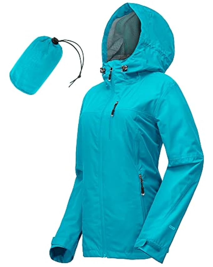 33,000ft Veste de pluie Femmes, imperméable imperméable léger avec manteau respirant emballable à capuche idéal pour la course à pied et à la randonnée EolWlPB4