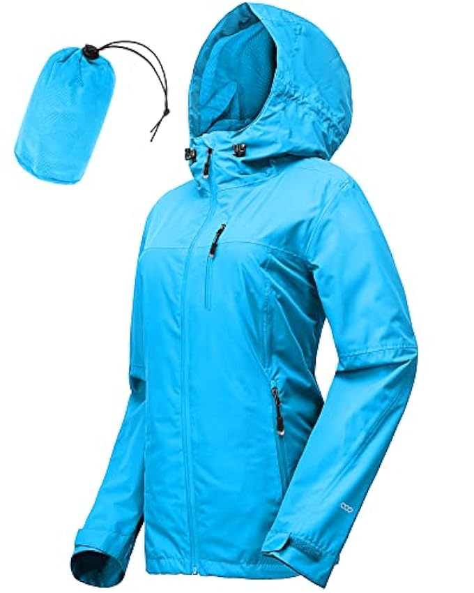 33,000ft Veste de pluie Femmes, imperméable imperméable léger avec manteau respirant emballable à capuche idéal pour la course à pied et à la randonnée EolWlPB4